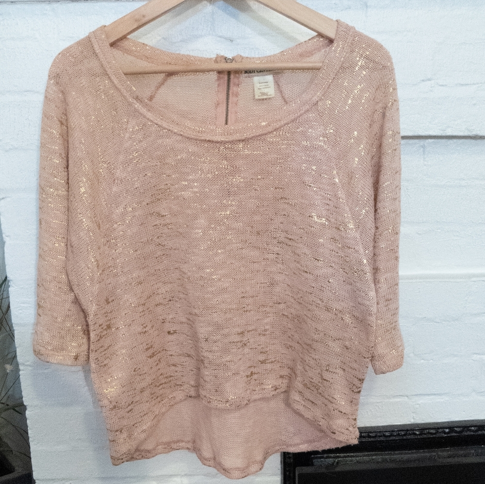 Body Central Cropped Sweater in Light Pink